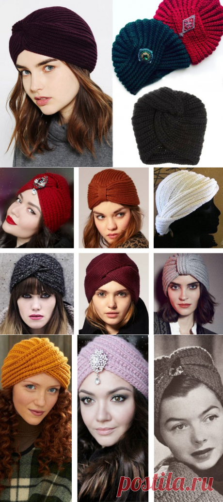 Как связать шапку чалму спицами - схема с подробным описанием