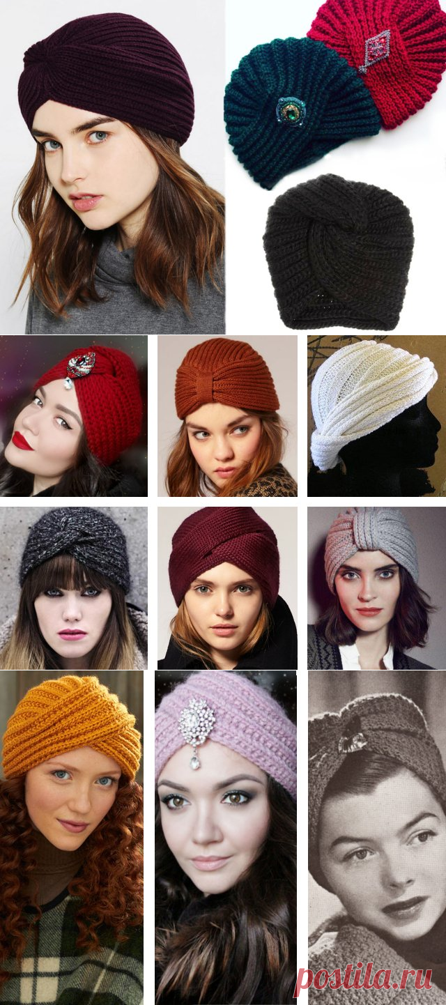 Как связать шапку чалму спицами - схема с подробным описанием