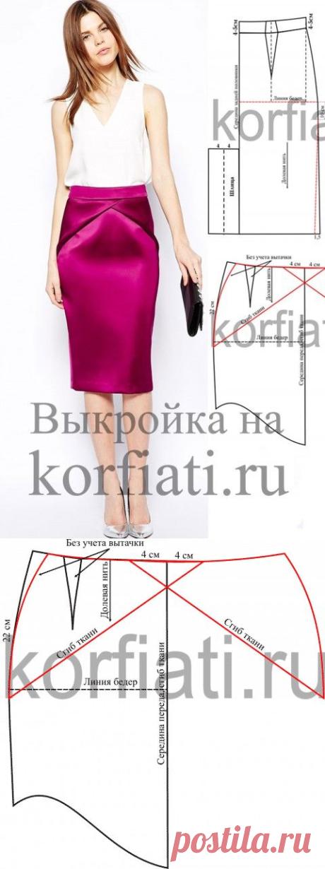 Выкройка юбки карандаш со шлицей от ШКОЛЫ ШИТЬЯ