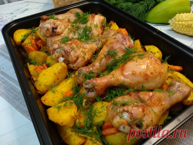 Куриные ножки с картофелем в духовке – пошаговый рецепт с фотографиями