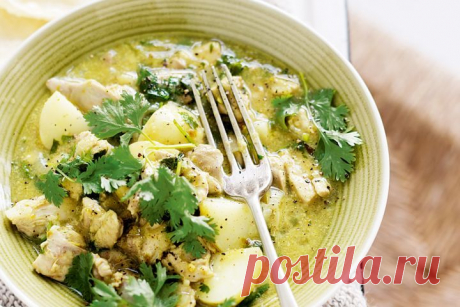 Coconut chicken curry with coriander pesto
