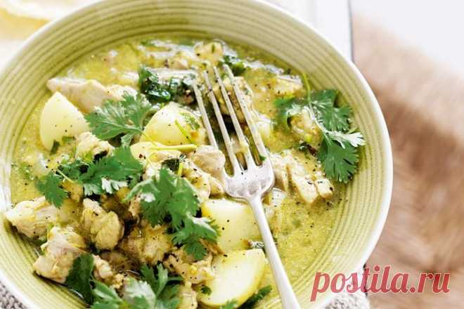Coconut chicken curry with coriander pesto