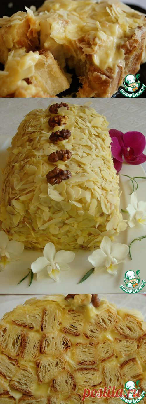 Миндальное полено из слоеного теста - кулинарный рецепт