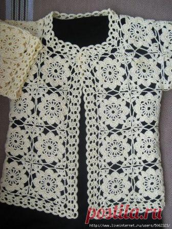 Жакет мотивами. Крючок.