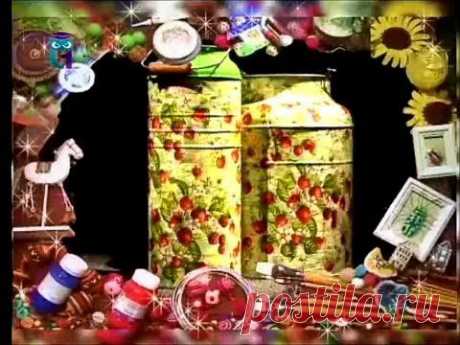 ▶ Декупаж бидонов. Работаем с металлической поверхностью, используя приемы декопатч с 3-D эффектом - YouTube