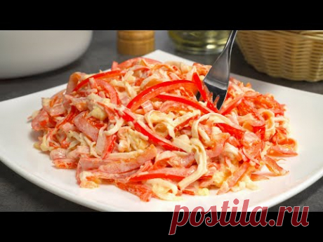 "КРАСНОЕ МОРЕ" - салат с крабовыми палочками к ужину и на новогодний стол. Рецепт от Всегда Вкусно!