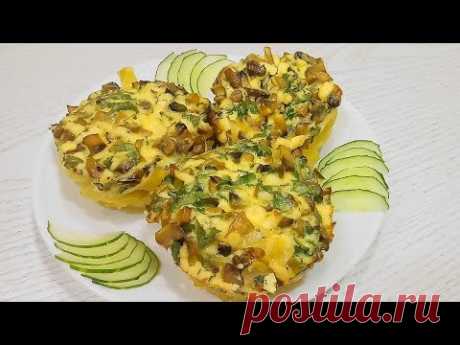 Гнёзда с грибами - Рецепт макарон в духовке с сыром и яйцом.