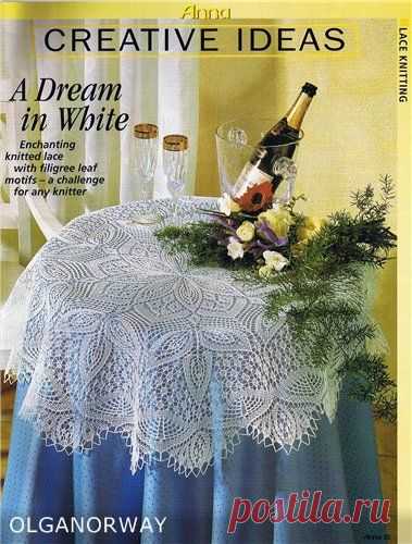 КРУГЛАЯ СКАТЕРТЬ СПИЦАМИ «Dream In White (МЕЧТА В БЕЛОМ)»