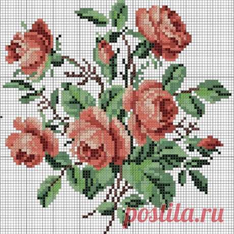 Розы - вышивка крестом