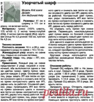 Узорчатый шарф спицами