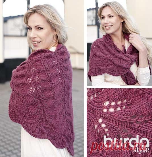 Шаль с волнистым краем - схема вязания спицами. Вяжем Шали на Verena.ru