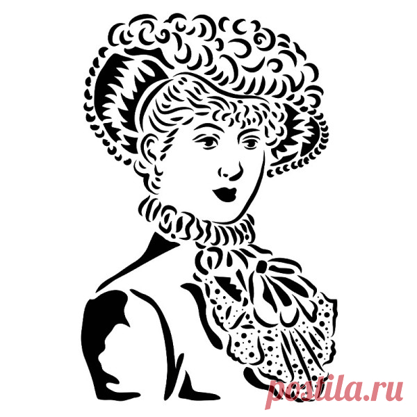 Laser-Kunststoff-Schablone, DIN A4, Vintage-Dame | Textil-Schablonen | Textilgestaltung | Bastelbedarf | Ideen mit Herz