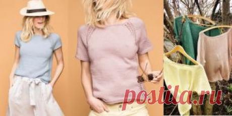 Топ реглан Julie Летний женский топ вязаный спицами сверху от горловины по кругу вниз, с ажурным узором вдоль линий реглана.