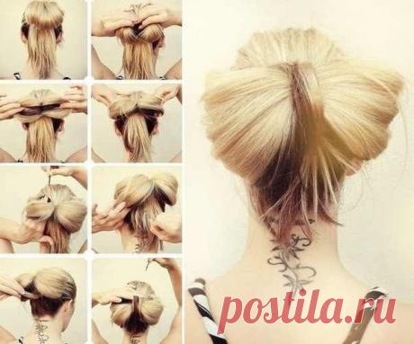 Бант из волос (35 фото) на голове: видео-инструкция как делать своими руками, особенности прически на длинных, коротких, распущенных локонах, с пучком, детские бантики, схема, фото и цена