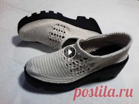 обувь вязаная крючком. как связать пятку часть№2 обувь вязаная крючком 39 размер Ссылка в группу groups/238119624489488...