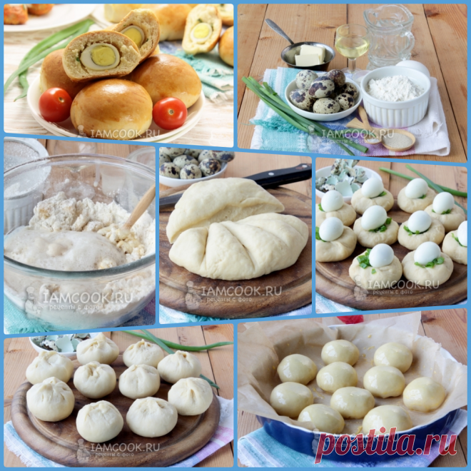 Пирожки с перепелиными яйцами

Пшеничная мука в/с - примерно 550 г
Сухие дрожжи - 7 г
Сливочное масло - 20 г
Растительное масло - 30 мл
Сахар - 15 г
Соль - 5 г
Вода - 180 мл
Куриные яйца - 1 шт. + желток
Перепелиные яйца - 10 шт.
Зеленый лук - 3-4 пера