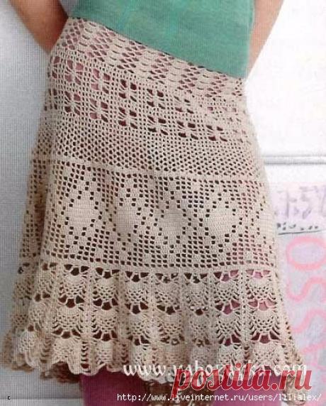 Летняя юбка крючком ажурными узорами
