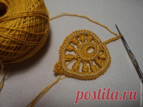 Вяжем крючком пышный объемный листочек для ирландского кружева | Сам себе волшебник