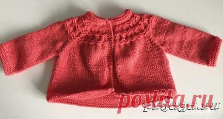 Кофточка для новорожденного спицами
Описание: https://prjaga.ru/vyazanie-dlya-detej/pulover-zhaket-s..