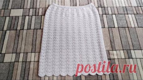Юбка крючком узором "Веера".МК.