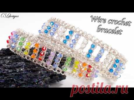 Rainbow wire crochet bracelet tutorial