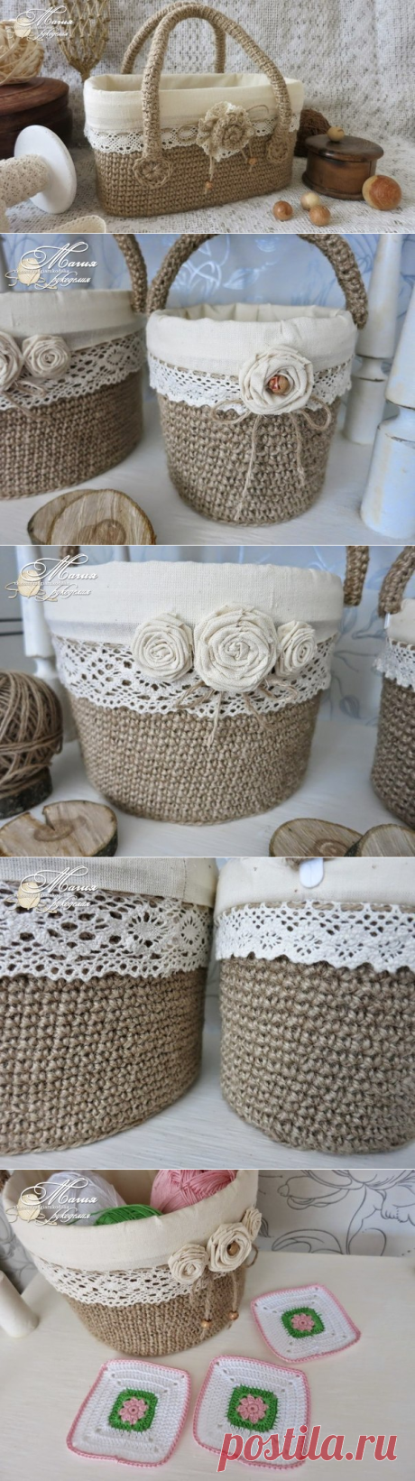 Джутовые корзины из пластиковых вёдер. МК. Советы по джуту