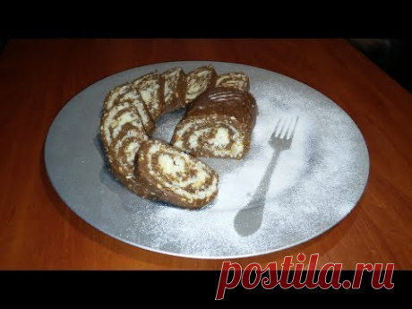 Рулет баунти, рецепт без выпечки за 10 минут
