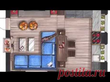 скетч план. draw a sketch plan living room markers