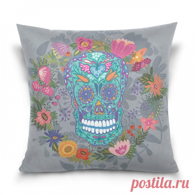 Amazon.com: Hokkien Blue Viper Colorful Sugar Skull With Flowers Decorative Square Throw Pillow Case Cushion Cover for Sofa Bedroom Car Double-Sided Design 16 x 16 inch: Home & Kitchen