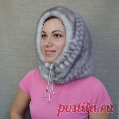 Купить Капюшон из меха норки Хит сезона! - серый, капюшон, мех натуральный, стильный аксессуар