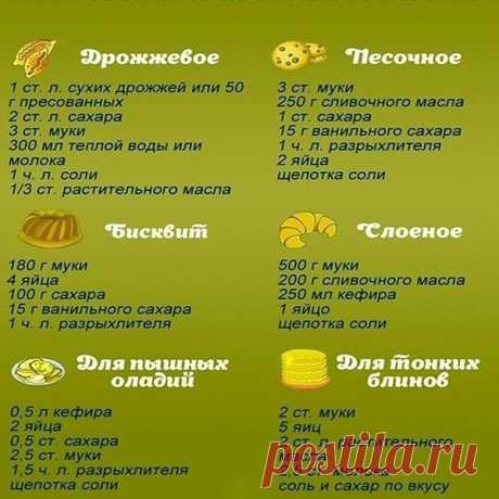 6 видов теста      Сохраните, пригодится