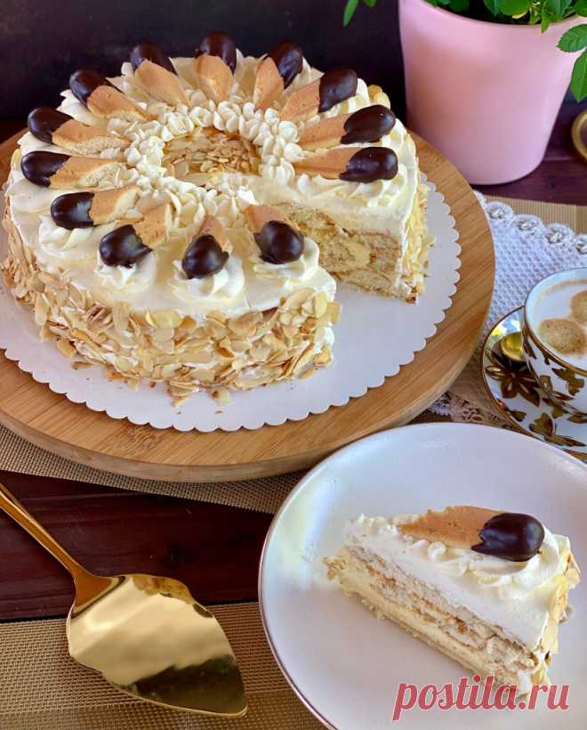 Fantastische Malakoff-Torte mit Vanille-Puddingcreme und ohne Backen!