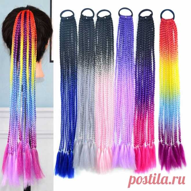 Halloween colored dirty braids high temperature fiber crochet small hair braids ponytail hair extensions Sale - Banggood.com