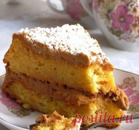 Апельсиновый торт с вареной сгущенкой.