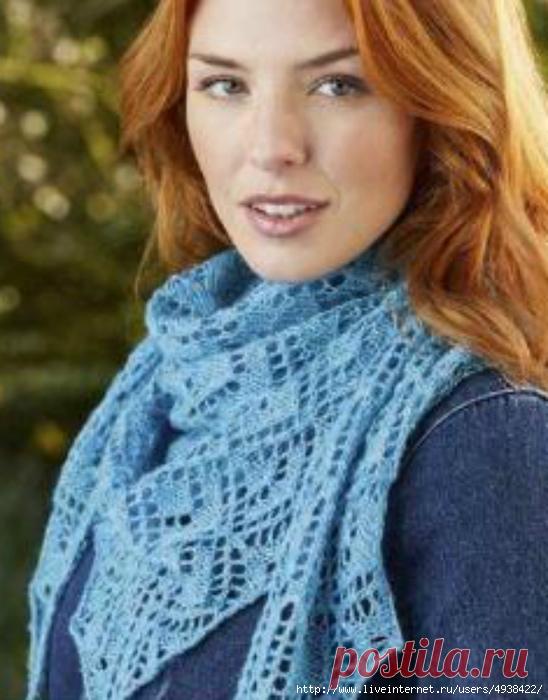 Ажурная треугольная шаль 