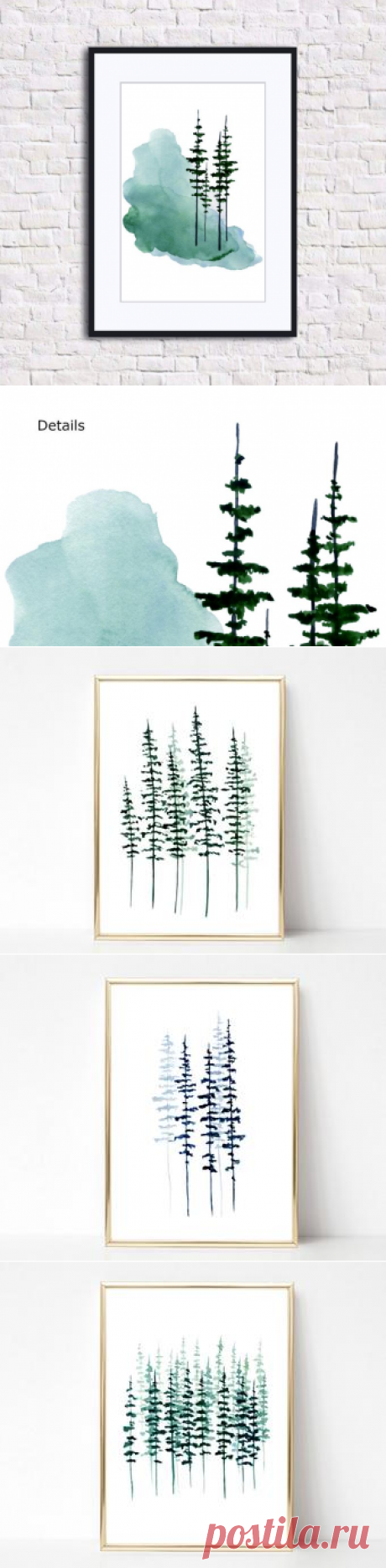 Pine Tree Print Evergreen Trees Watercolor Painting Pine Tree | Etsy