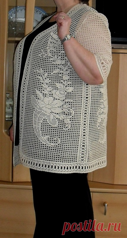 Ирландское вязание &: FILET CROCHET CARDIGAN ... ФИЛЕЙНЫЙ КАРДИГАН - Ягода-РАБОТА МАЛИНА