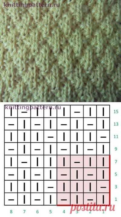 Узоры плотного вязания спицами  Ромбики из лицевых петель