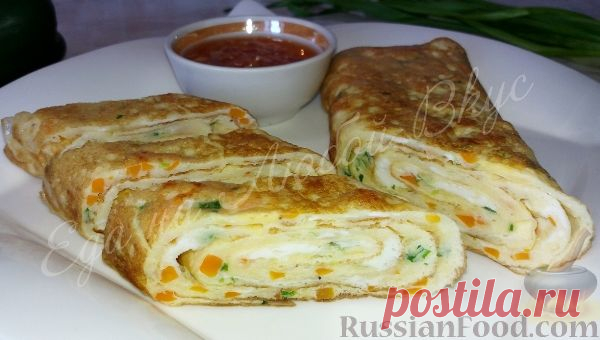 Рецепт: Яичный ролл (на завтрак) на RussianFood.com