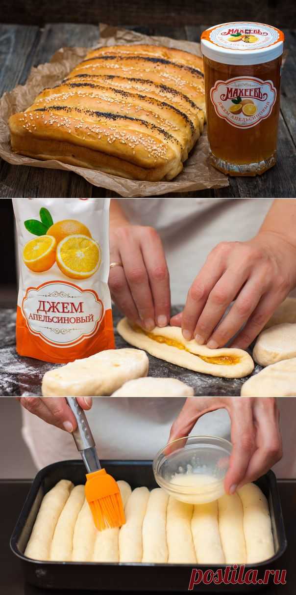 Сдобные рождественские булочки-сайки с апельсиновым джемом