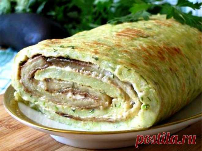 Рулет из кабачков с сыром, и чесноком