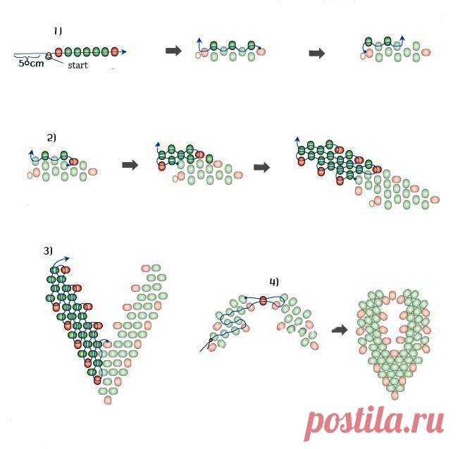 Делаем изящные листики из бисера