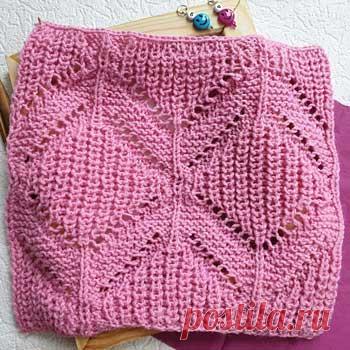 Крупные рельефные ромбы спицами, схема узора спицами - Самые красивые узоры спицами