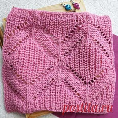 Крупные рельефные ромбы спицами, схема узора спицами - Самые красивые узоры спицами