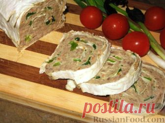 Рецепт: Паштет из куриных потрошков и свинины в лаваше на RussianFood.com