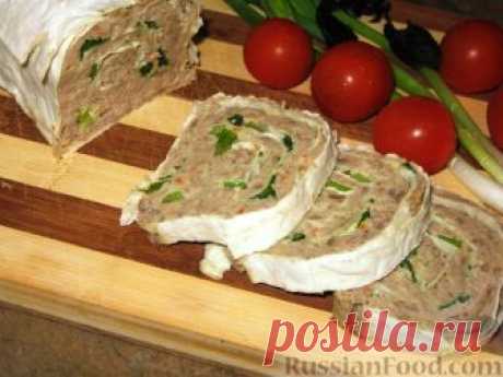 Рецепт: Паштет из куриных потрошков и свинины в лаваше на RussianFood.com