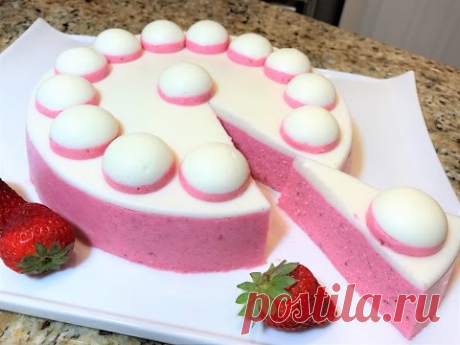 Торт без выпечки КЛУБНИКА СО СЛИВКАМИ. Торт с Клубникой.   Хит сезона. STRAWBERRY Cake .