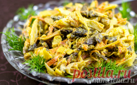 Вкусный и сытный салат из говяжьей печени