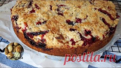 Сливовая бомба! Немецкий пирог со сливами /Pflaumkuchen,очень вкусно! Простой и вкусный пирог со сливами, нежная бисквитная основа, много сливы, сахарная корочка из штрейзеля просто вкуснота! Ещё сливовые пироги: большой сливов...