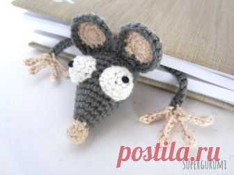Amigurumi Crochet Rat Bookmark - «Book-Rat» - Supergurumi